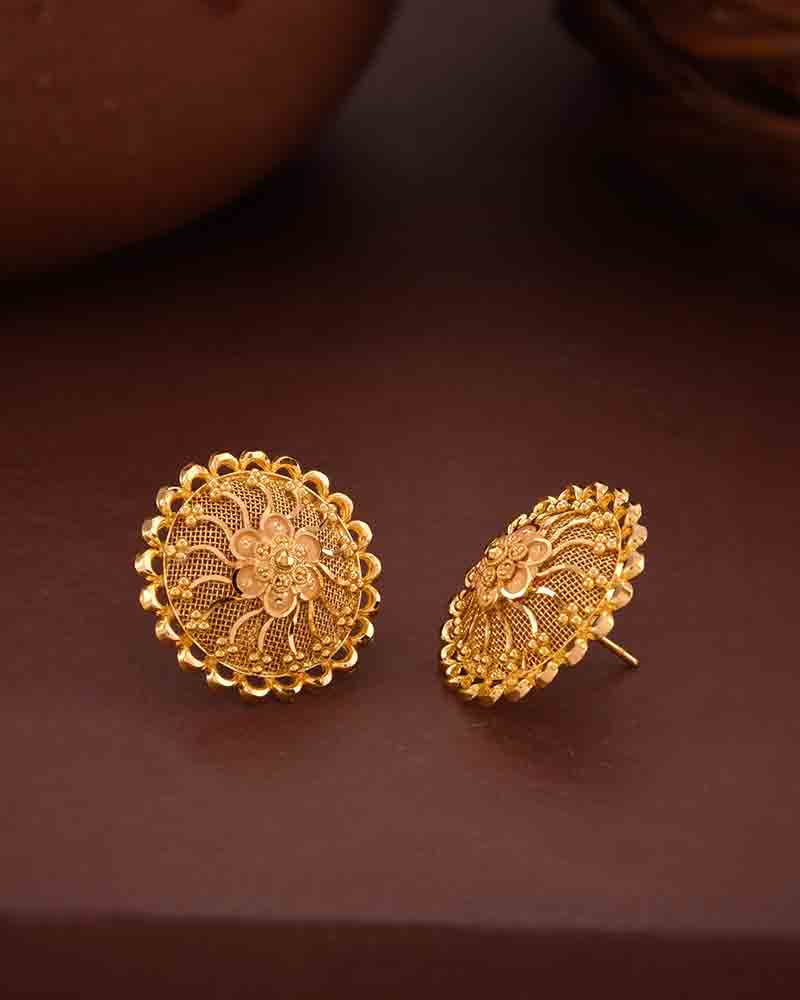 set of 12pair Gold Earrings tops design for ladies